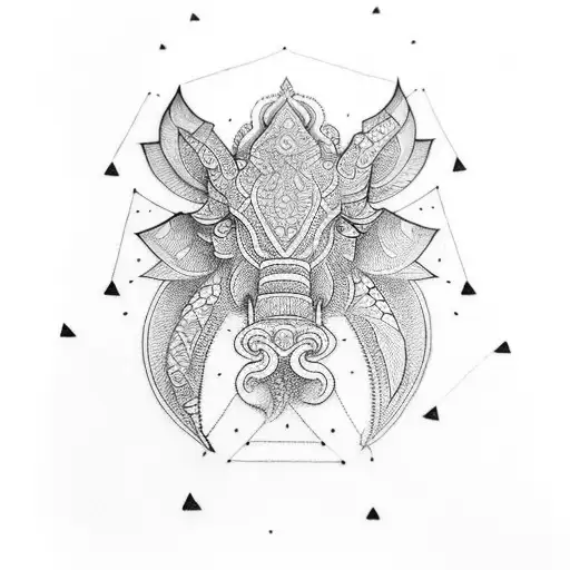 Hindu Mythological With Unique Geometric Shapes For Forearm