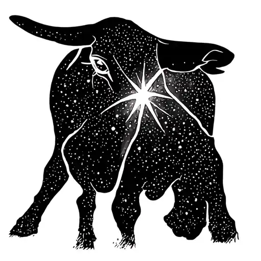 A Star-filled Night Sky With A Bull Silhouette In The Foreground