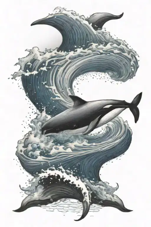 Whale And Ocean Waves Crashing