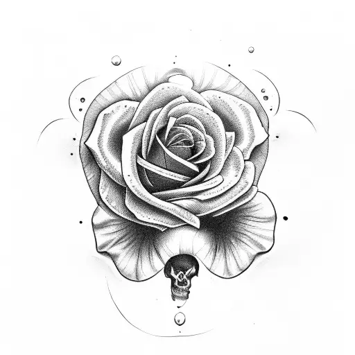 Avery Detailed Red Rose In The Eye Sockets Of A Scull