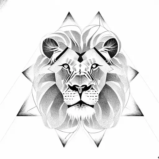 Lion Head Within A Triangle