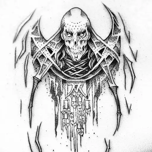 Death Eaters Tattoo From Harry Potter In Cyberpunk Style