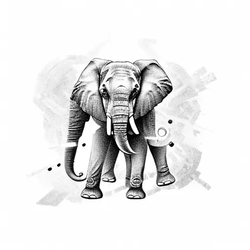 Elephant Fixing Gears In A Car With Hammer