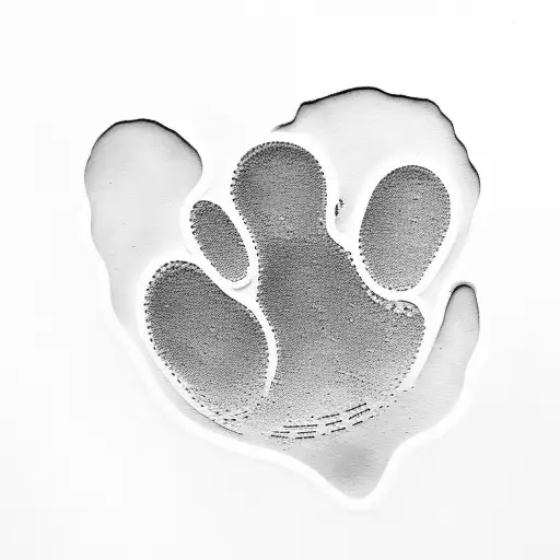 An Intricately Designed Dog Paw Print With The Silhouette Of A Truck Inside