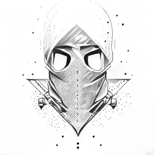 A Silhouette Of A Person Wearing A Ski Mask And Holding A Gun