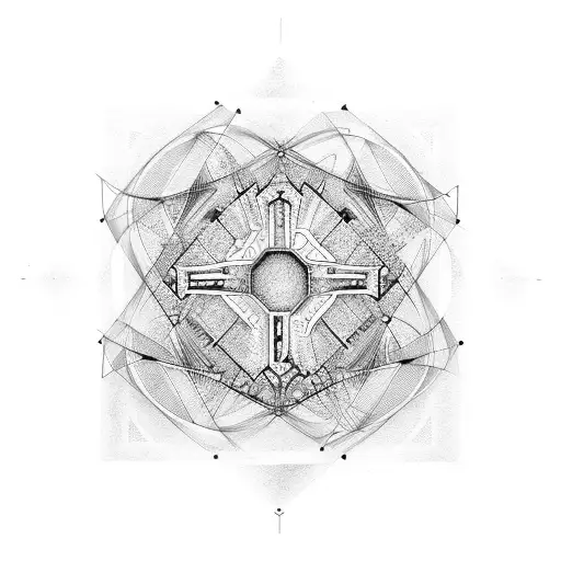 A Baillet Symbol Transformed Into A Geometric Shape With Mathematical Patterns Inside