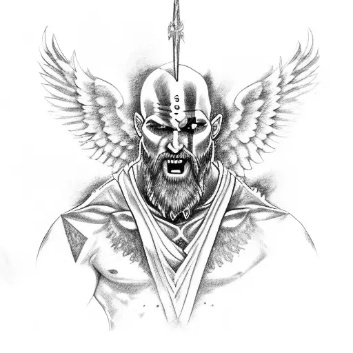 A Powerful Kratos Battling A Demon With Angelic Wings