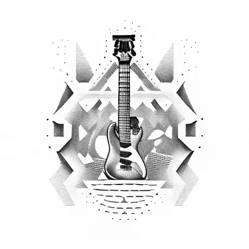 Guitar Oldschool Bike Halftone Style