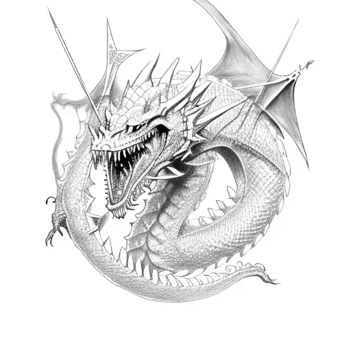 A Knight Facing A Dragon