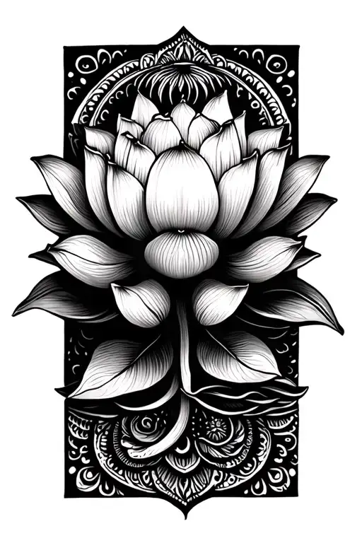 Lotus Flower Mandala Design Incorporating Symbols