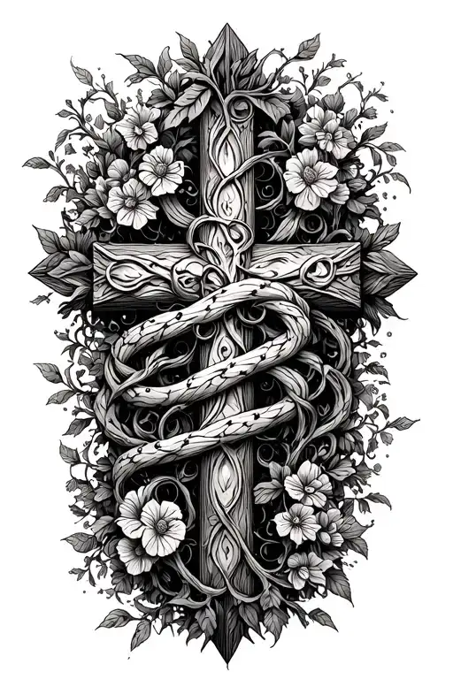 Gothic Garden Vine Wrapped Around A Cross