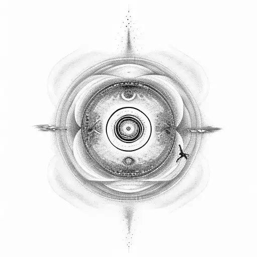 Yin Yang With Man Walking The Center Line