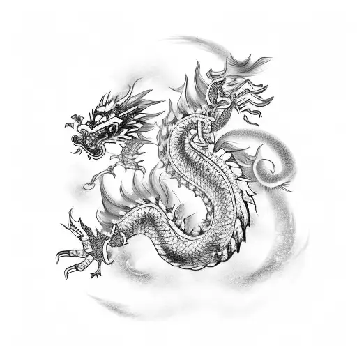 Chinese Dragon With Snow Flake