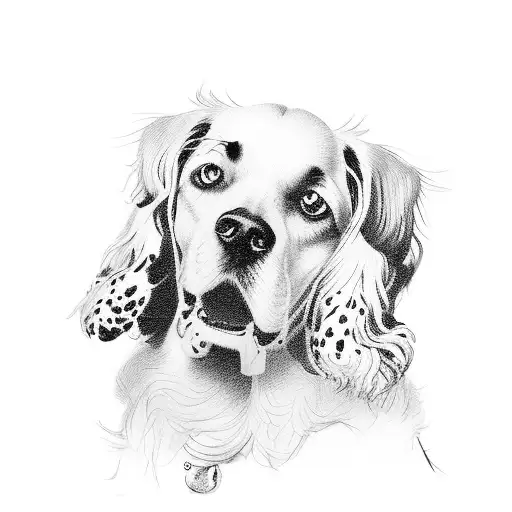 English Setter Dog Poiting With One Leg Up Side Profile