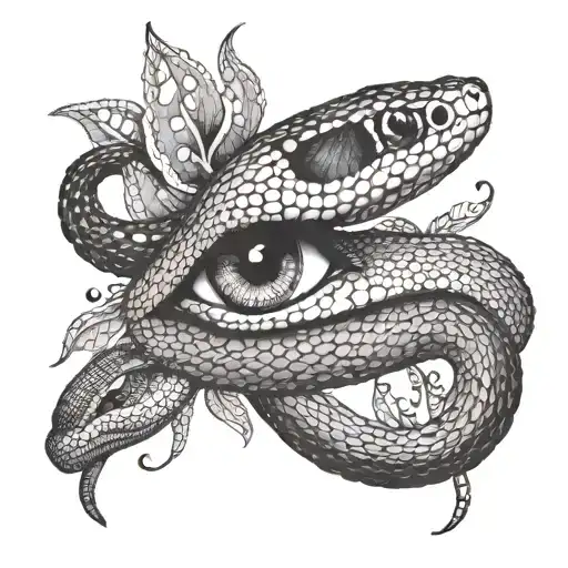 Snake And Female Eye