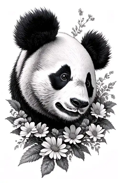 Panda Whos Face Is Morphed Into Flowers Growing