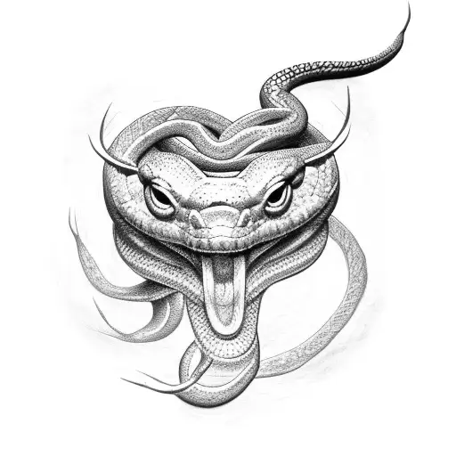 Snake Head With Open Mouth Looking Forward