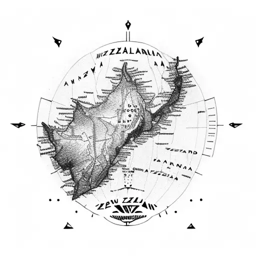 Map Of New Zealand With A Dotted Path Representing Travel Experiences