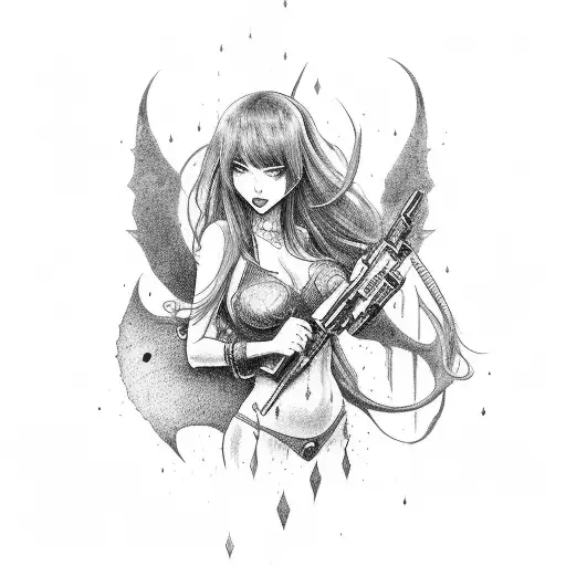 Demon Girl Aiming Ak47
