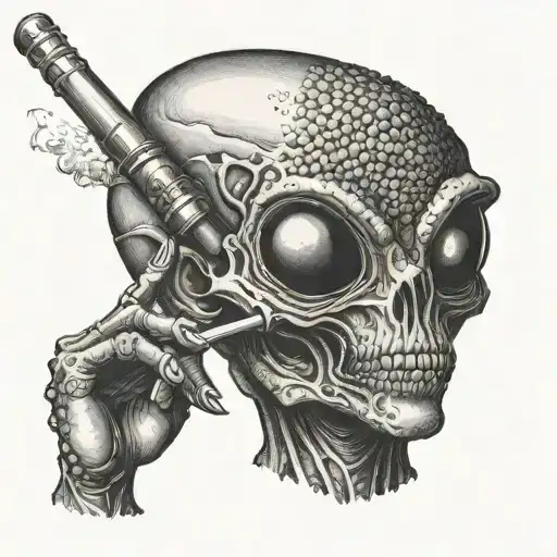 Alien Smoking A Pipe