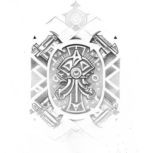 A Gunslinger Holding A Deck Of Cards With Military Insignia