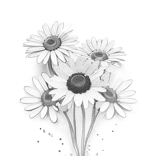 Delicate Daisy Bunch With Dog Paw Prints