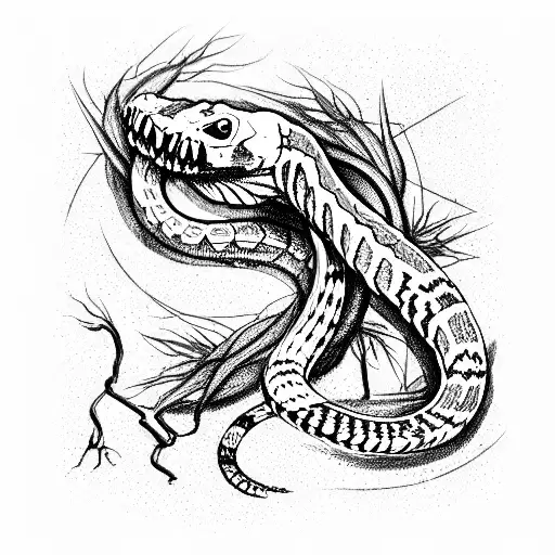 A Dead Snake Bites Its Own Tail In Places Its Skeleton Is Visible