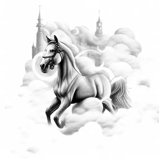 Mythical Horse Emerging From Cloud