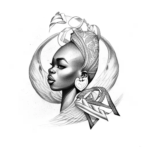 African Queen With Dove And Cancer Ribbon
