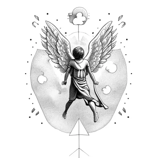 Icarus Falling From The Sky And An Angel Tries Tosave Him