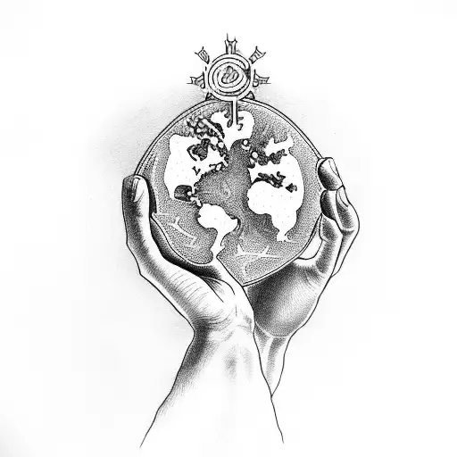 Jesus Holding The World In His Hands Sorounded By Angels