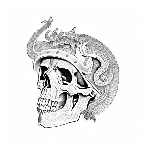 Skull With Dragon Helmet