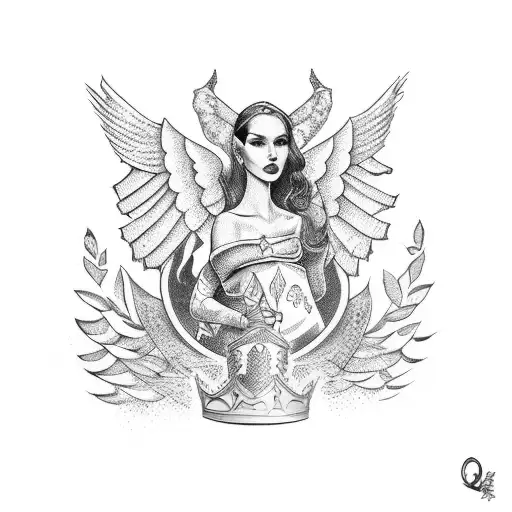 Queen With Dove And Cancer Ribbon