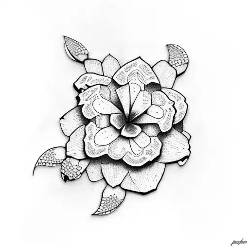 Turtle Hawaian Flowers