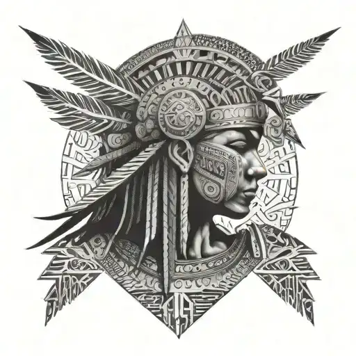 A Tribal Warrior With Intricate Patterns Inspired By Chicago Architecture