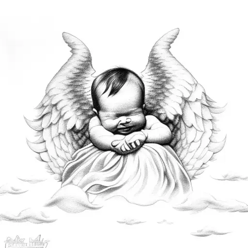 Baby Angel Smiling From Cloud