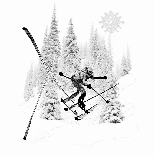 A Skier Gracefully Carving Down A Snow-covered Mountain