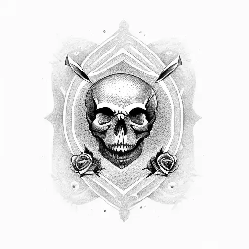 Knife With Skull And Rose Inside