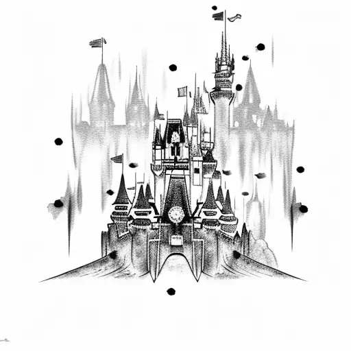 Disney Castle With Rainbow Watercolor Splash