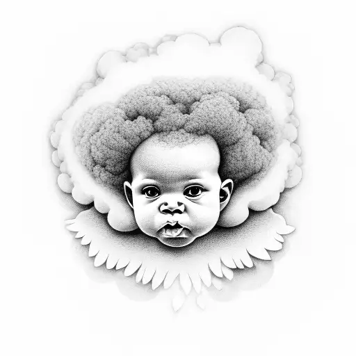 Afro Baby Angel Watching From Cloud