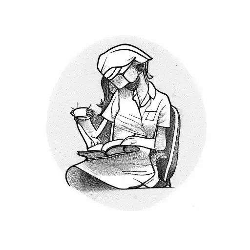 A Nurse Reading A Book With A Coffee Cup In Hand