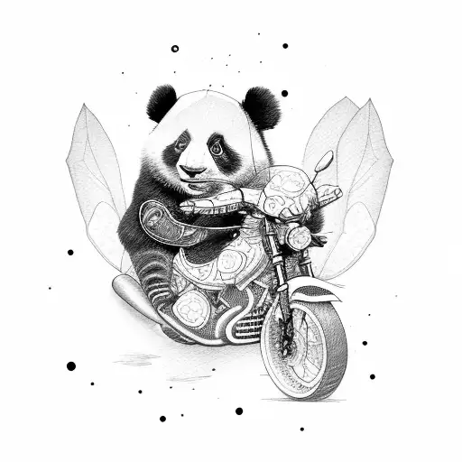 Panda Motorcycle Girl Butterfly