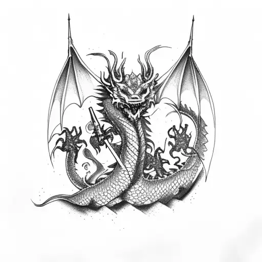 Dragon Chest Piece Into Half Sleeve