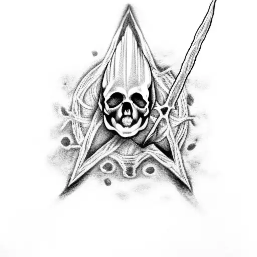 The Dark Mark With The Deathly Hallows On The Skull With A Smokey Backround