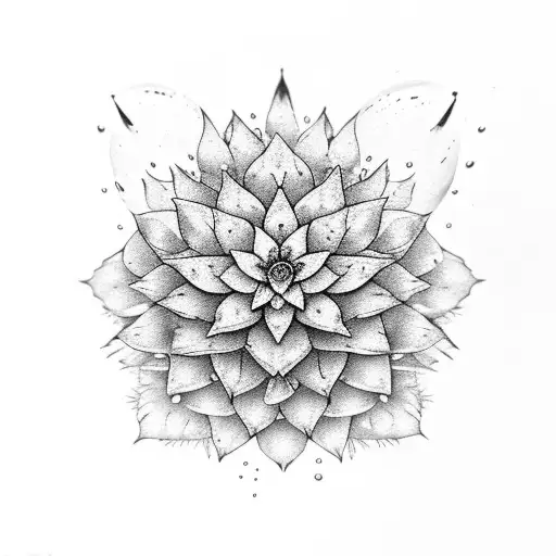 Sempervivum In An Drop Of Water