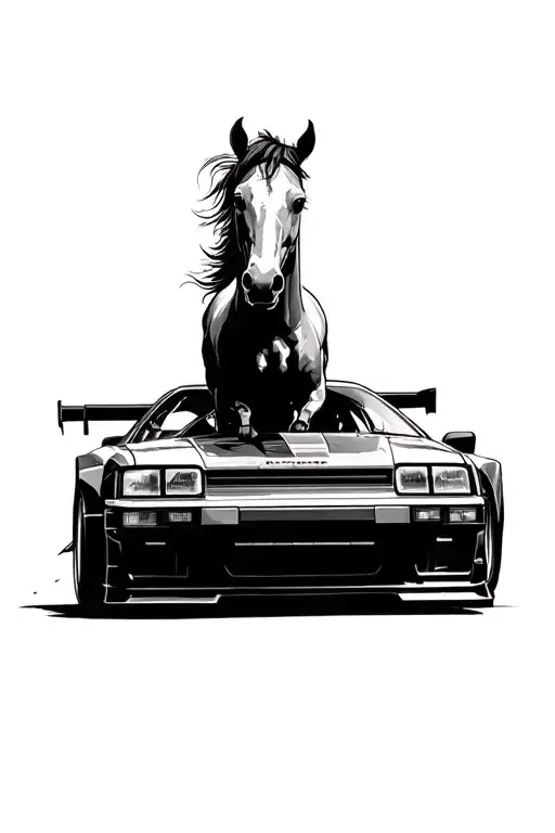 Japanese 90S Drift Car Racing Horse Galloping