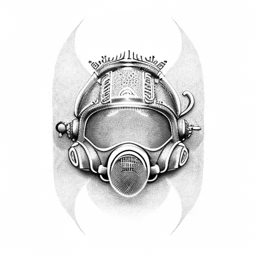 Design A Dotwork Tattoo Of A Bio Mechanical Firefighter Helmet