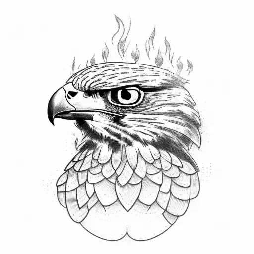 Falcon Head With Fire Over It