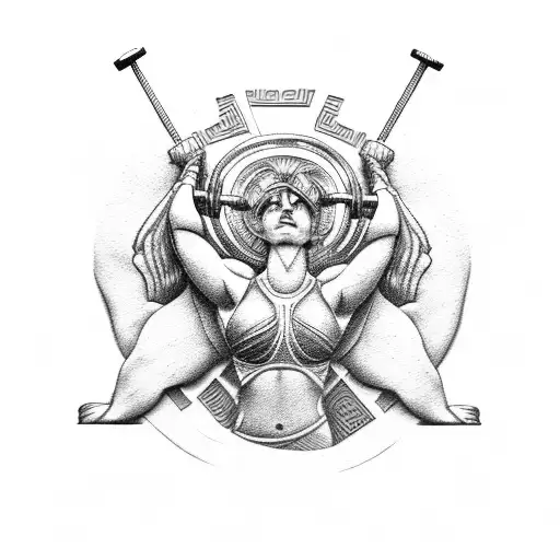 A Greek Goddess Of Strength And Power Lifting Weights