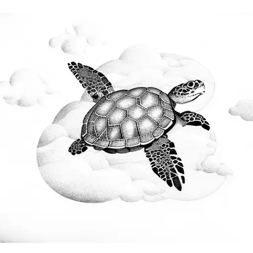 Turtle Laying In The Clouds